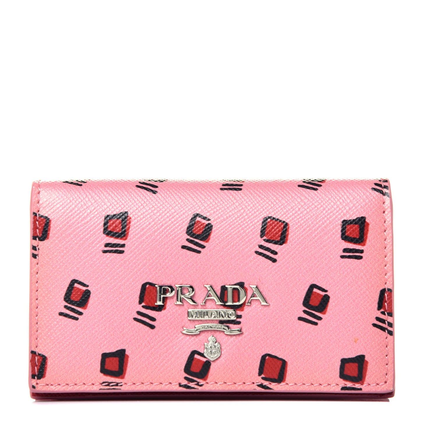 Saffiano Square Print Card Holder Petalo Fuoco