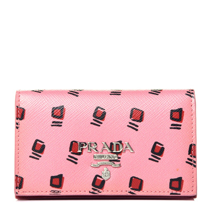 Prada Saffiano Square Print Card Holder Petalo Fuoco 1 of 7