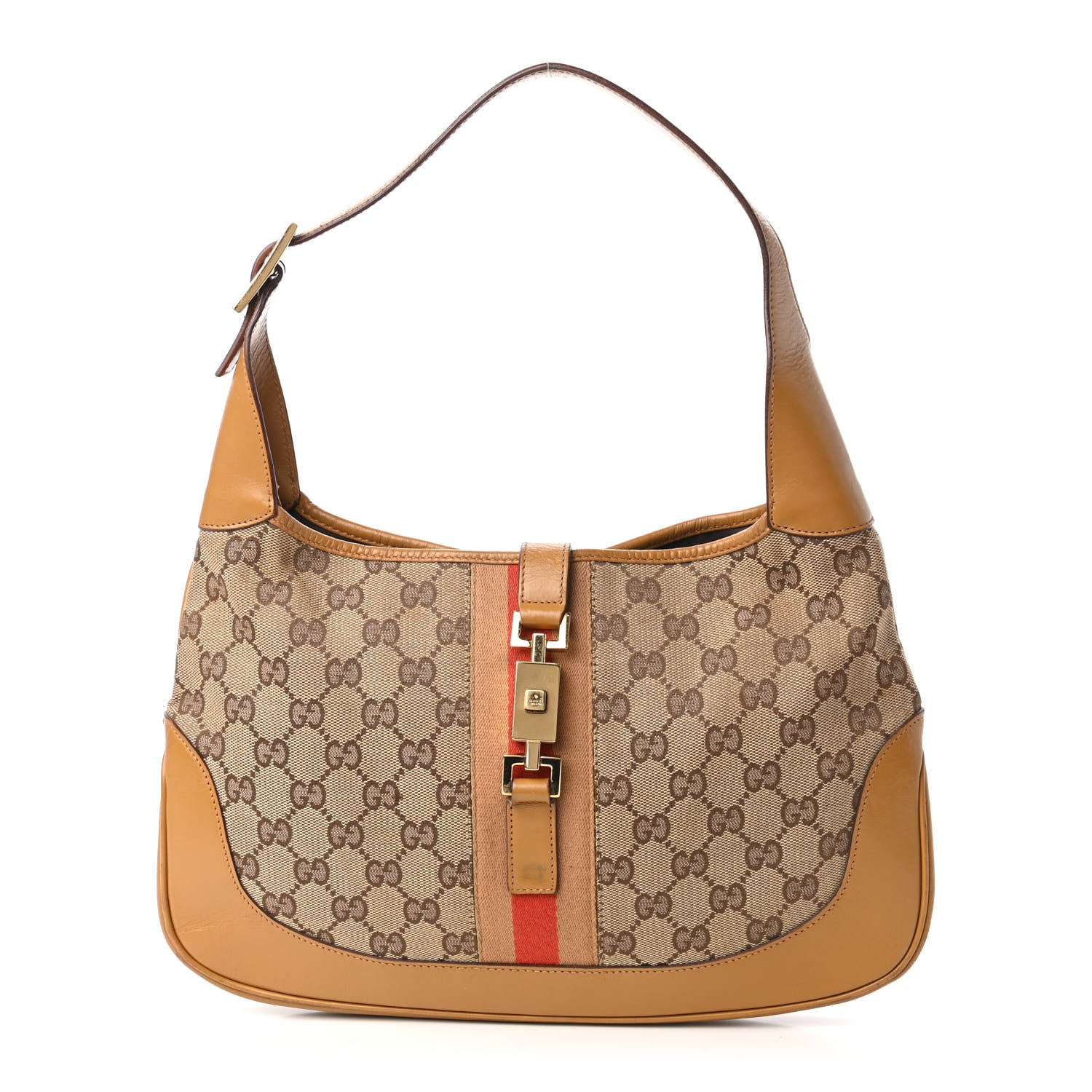 Gucci Monogram Web Jackie O Hobo Tan 1 of 10