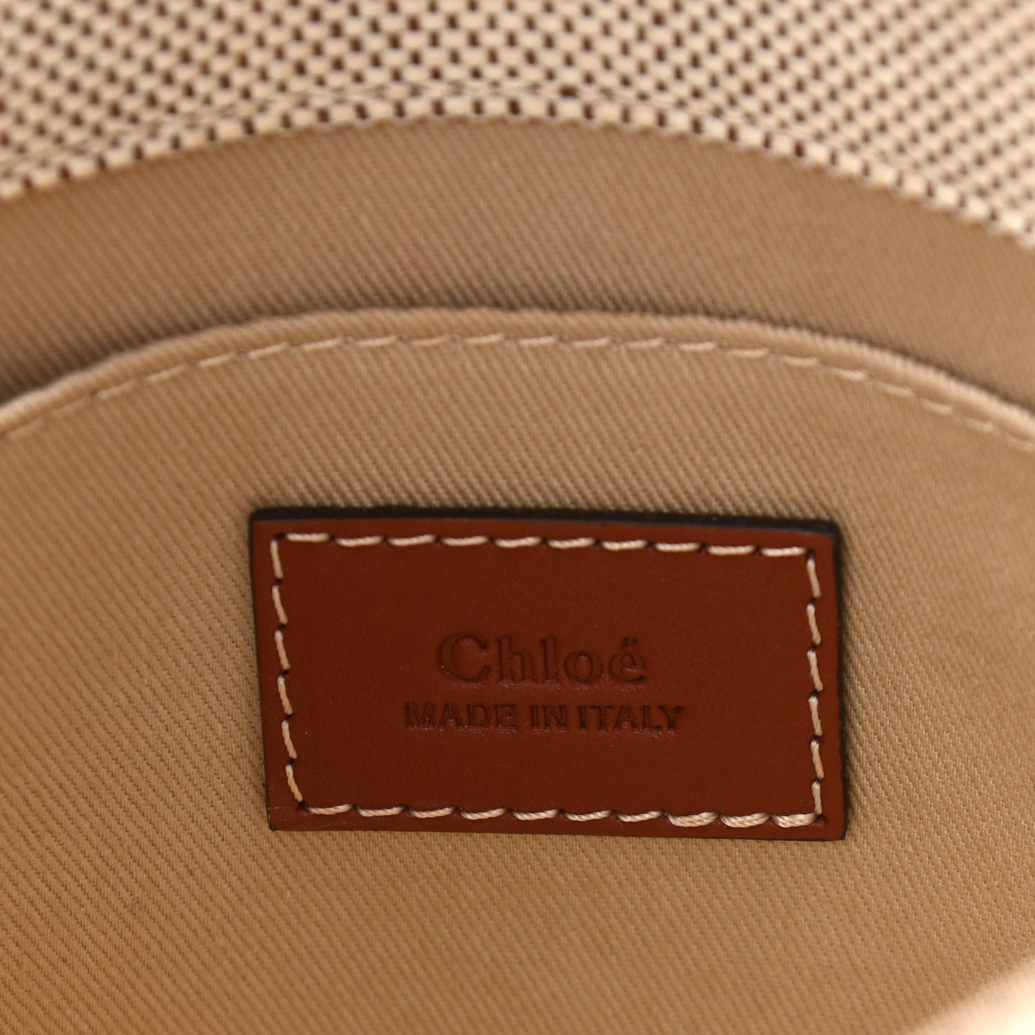 Chloe Cotton Calfskin Small Woody Ribbon Tote With Strap White Brown 6 of 10