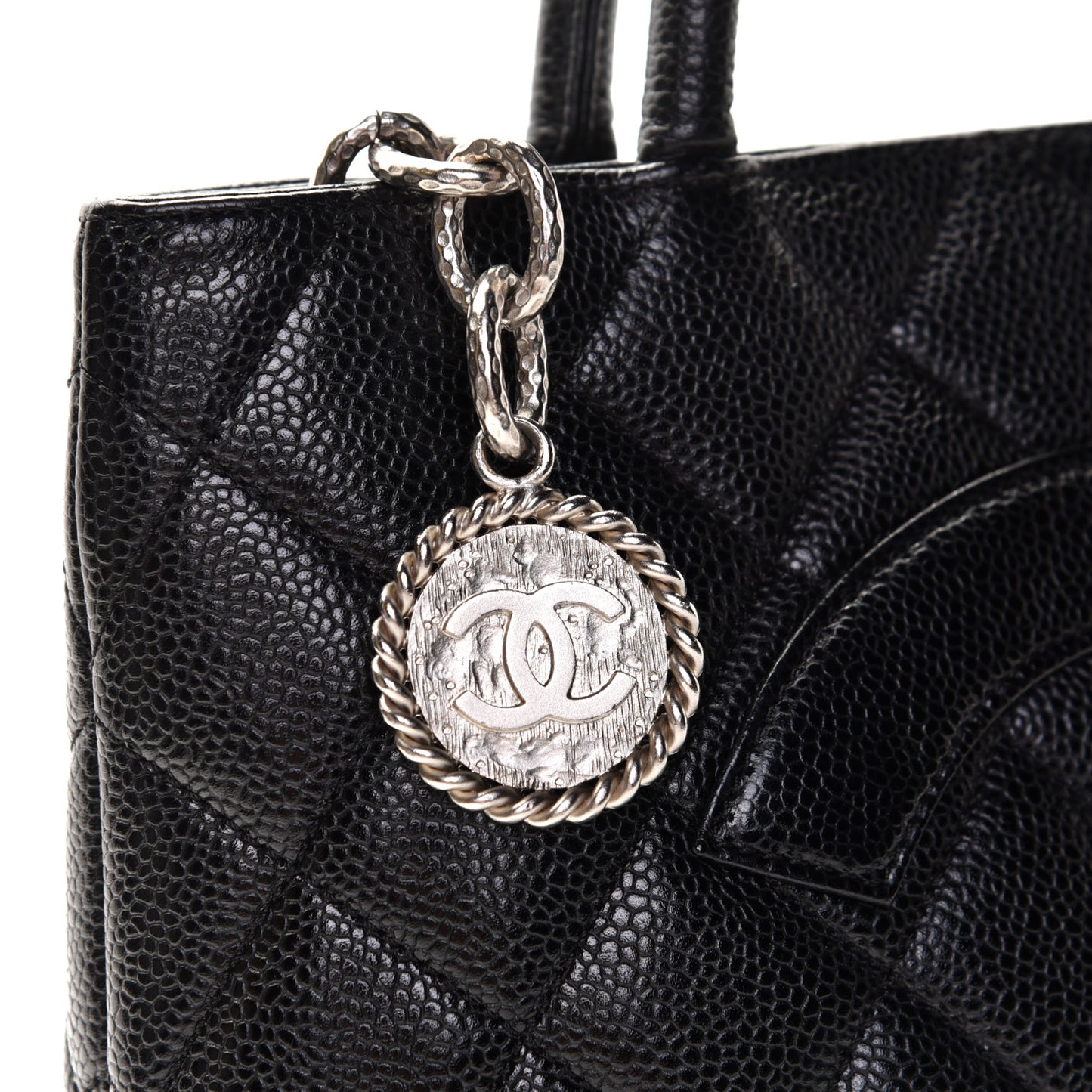 Caviar Quilted Medallion Tote Black
