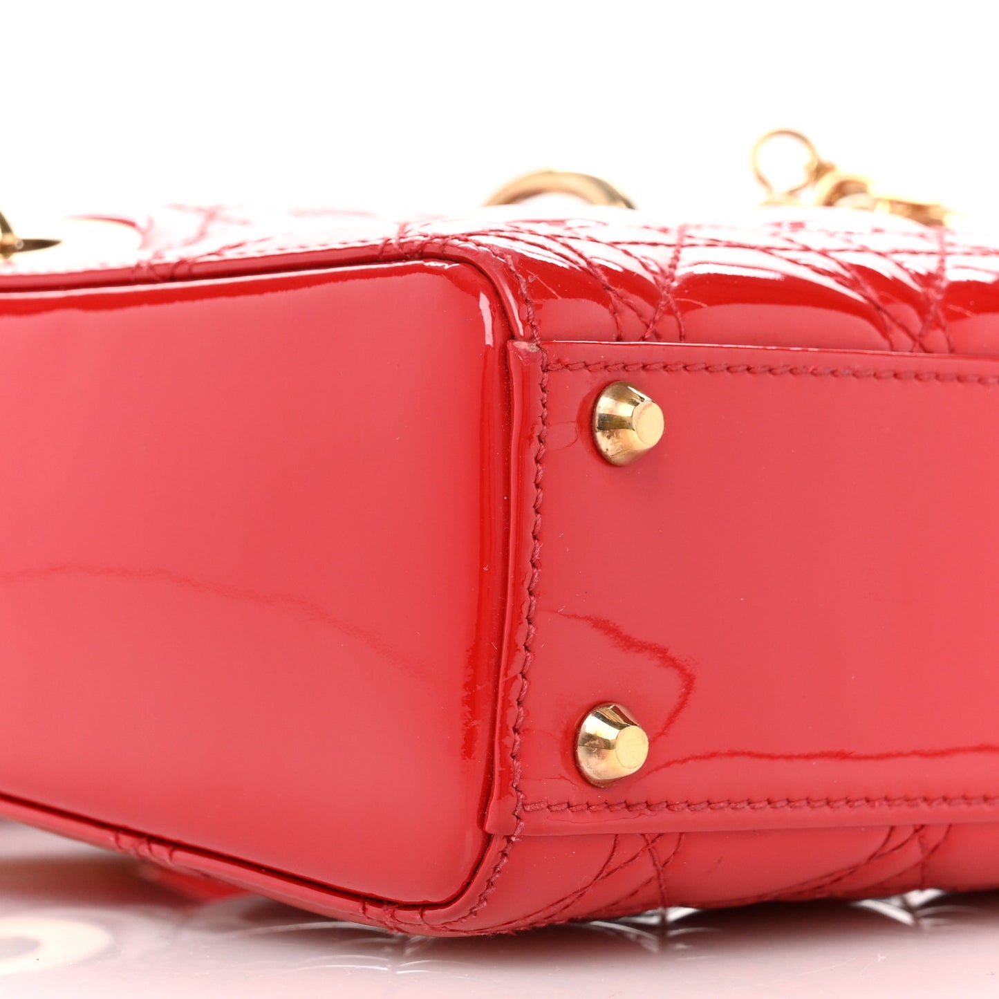 Patent Cannage Mini Lady Dior Red