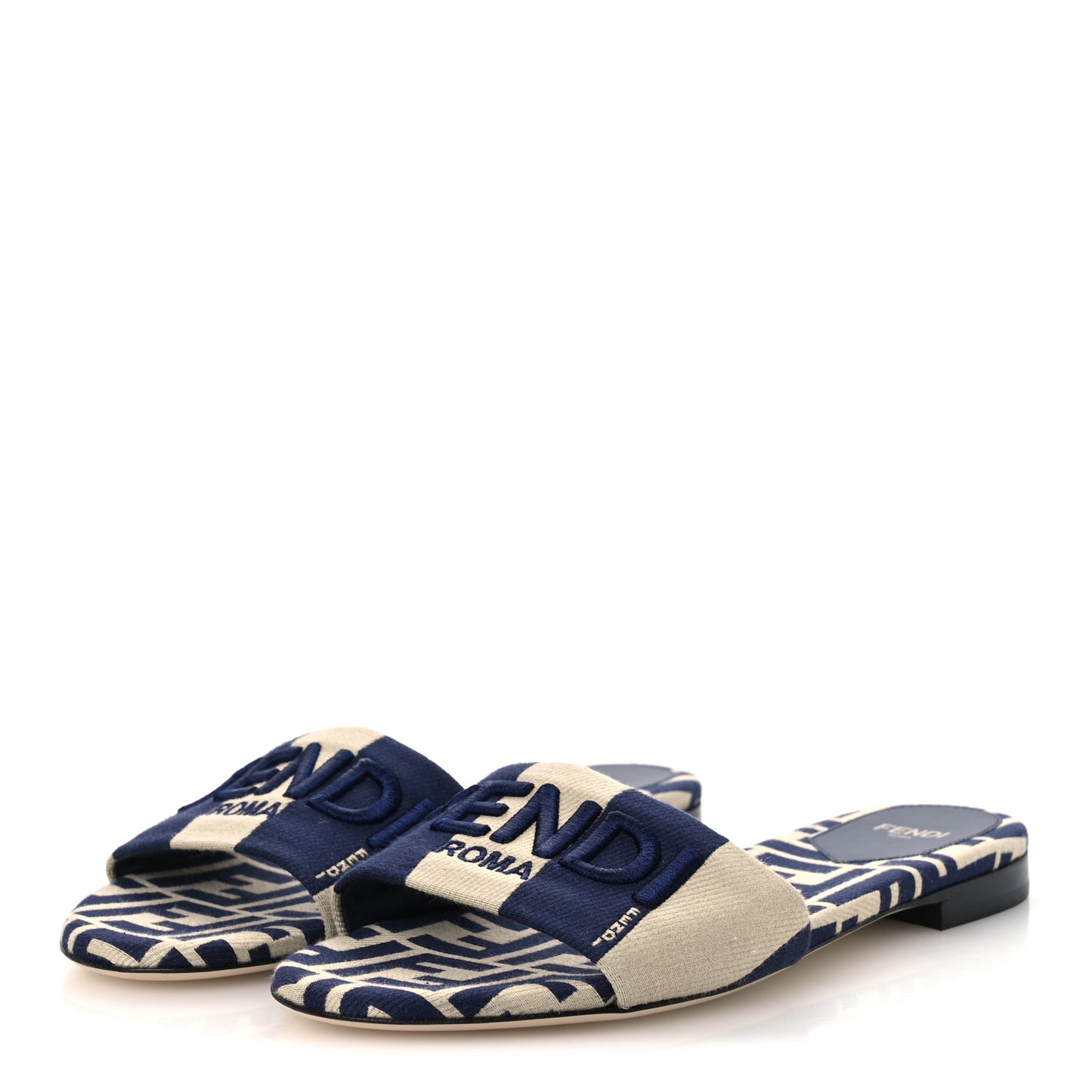 Pequin Tessuto Jacquard Logo Flat Slide Sandals 37 Beige Midnight