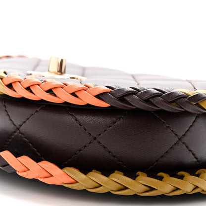 Chanel Lambskin Quilted Braided Mini Messenger Flap Dark Purple Khaki Orange 10 of 10