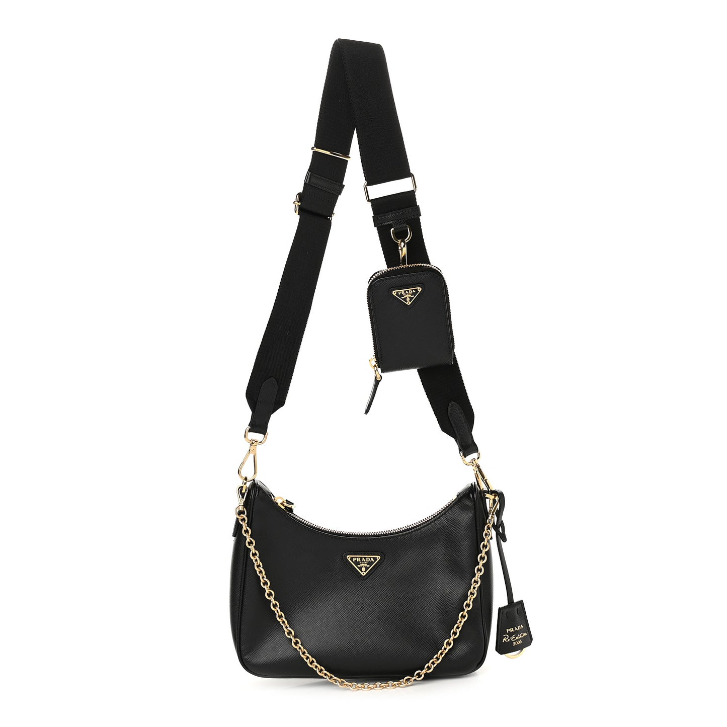 Saffiano Lux Re-Edition 2005 Shoulder Bag Black