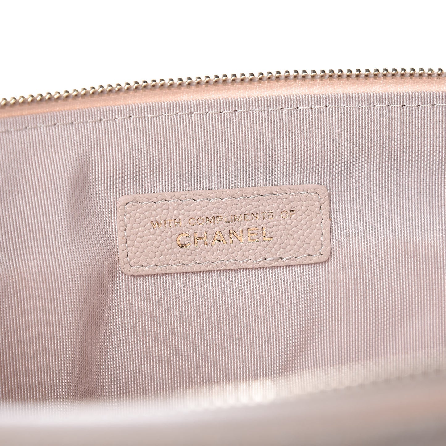 Caviar Chevron Quilted Large Cosmetic Case Light Pink