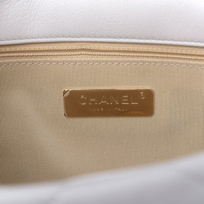 Chanel Goatskin Quilted Medium 19 Flap White 8 of 10