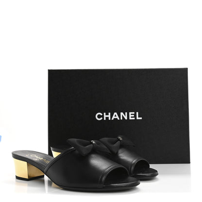 Chanel Lambskin Bow Mules 37 Black 12 of 12