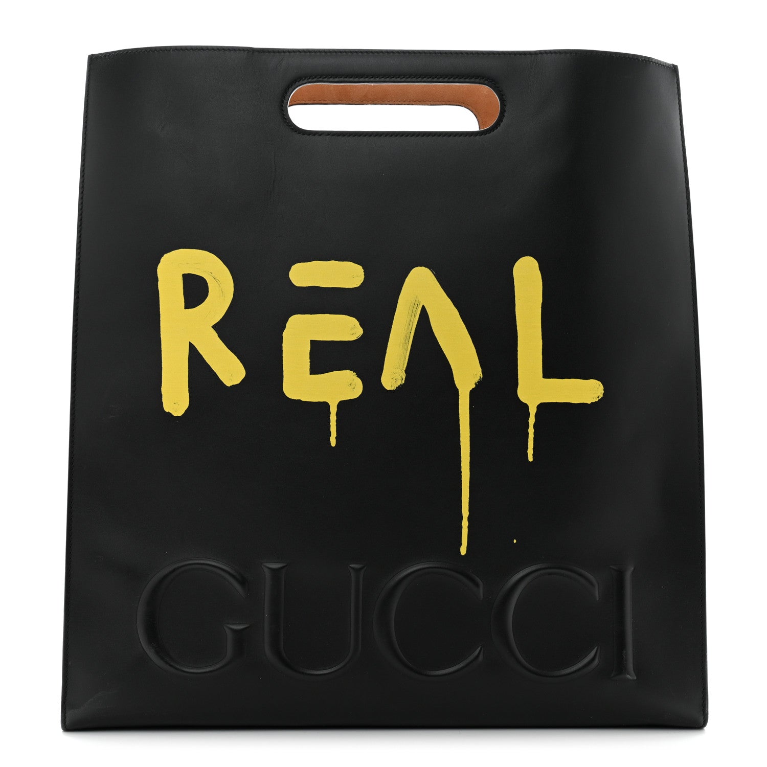 Gucci Calfskin GucciGhost Real Large XL Tote Black Yellow 1 of 13