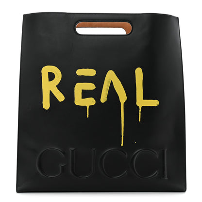 Gucci Calfskin GucciGhost Real Large XL Tote Black Yellow 1 of 13