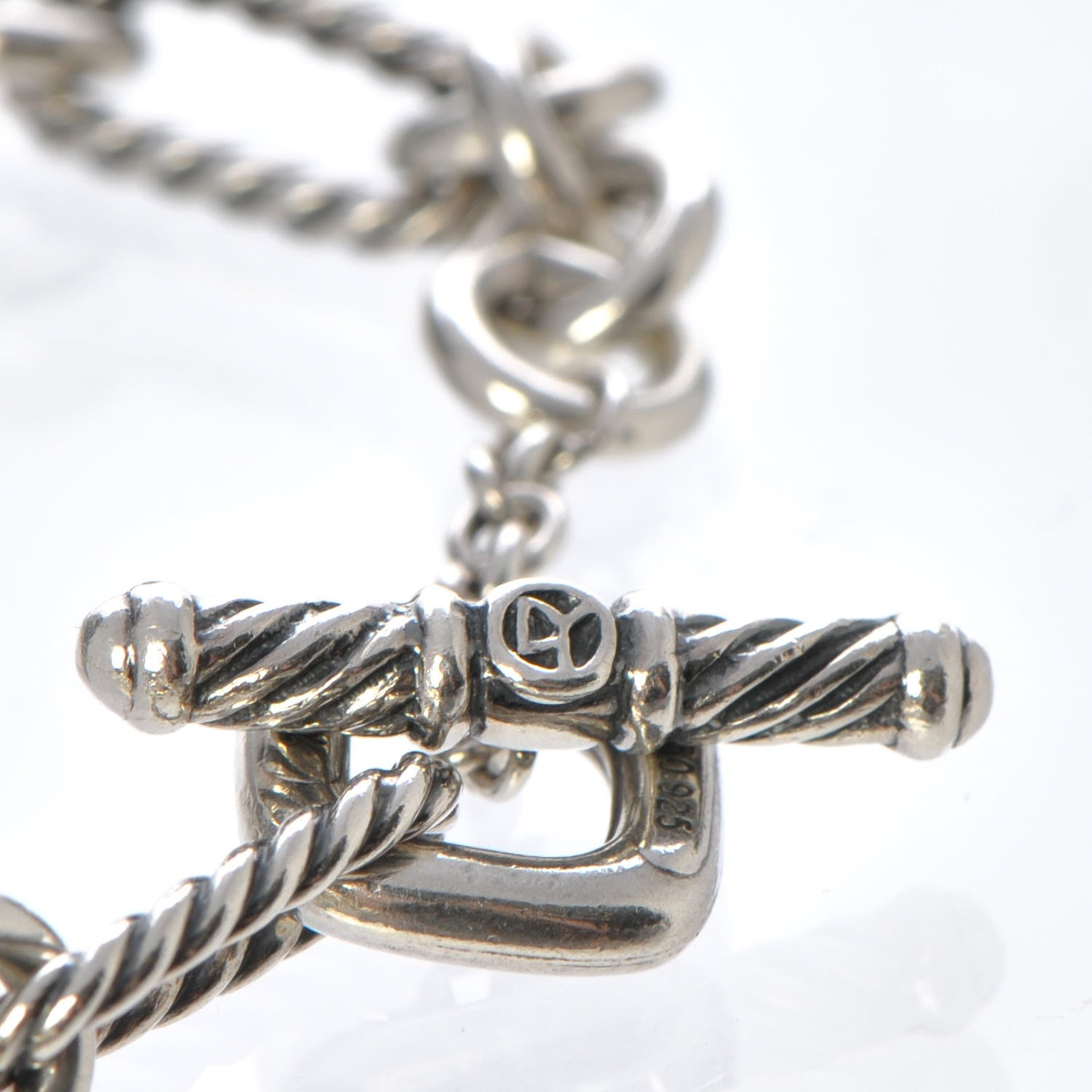 David Yurman Sterling Silver 18K Yellow Gold Cable Heart Charm Bracelet 4 of 6