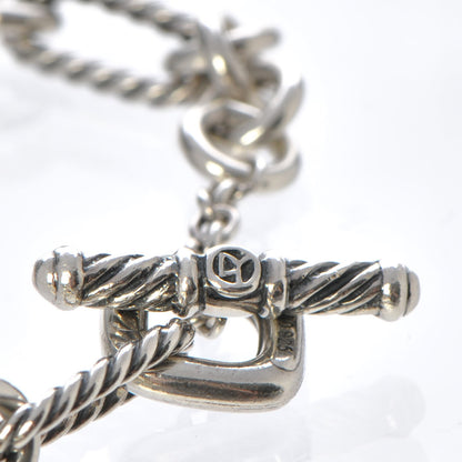 David Yurman Sterling Silver 18K Yellow Gold Cable Heart Charm Bracelet 4 of 6