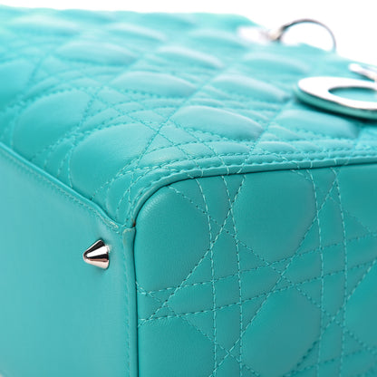 Christian Dior Lambskin Cannage Medium Lady Dior Turquoise 9 of 12