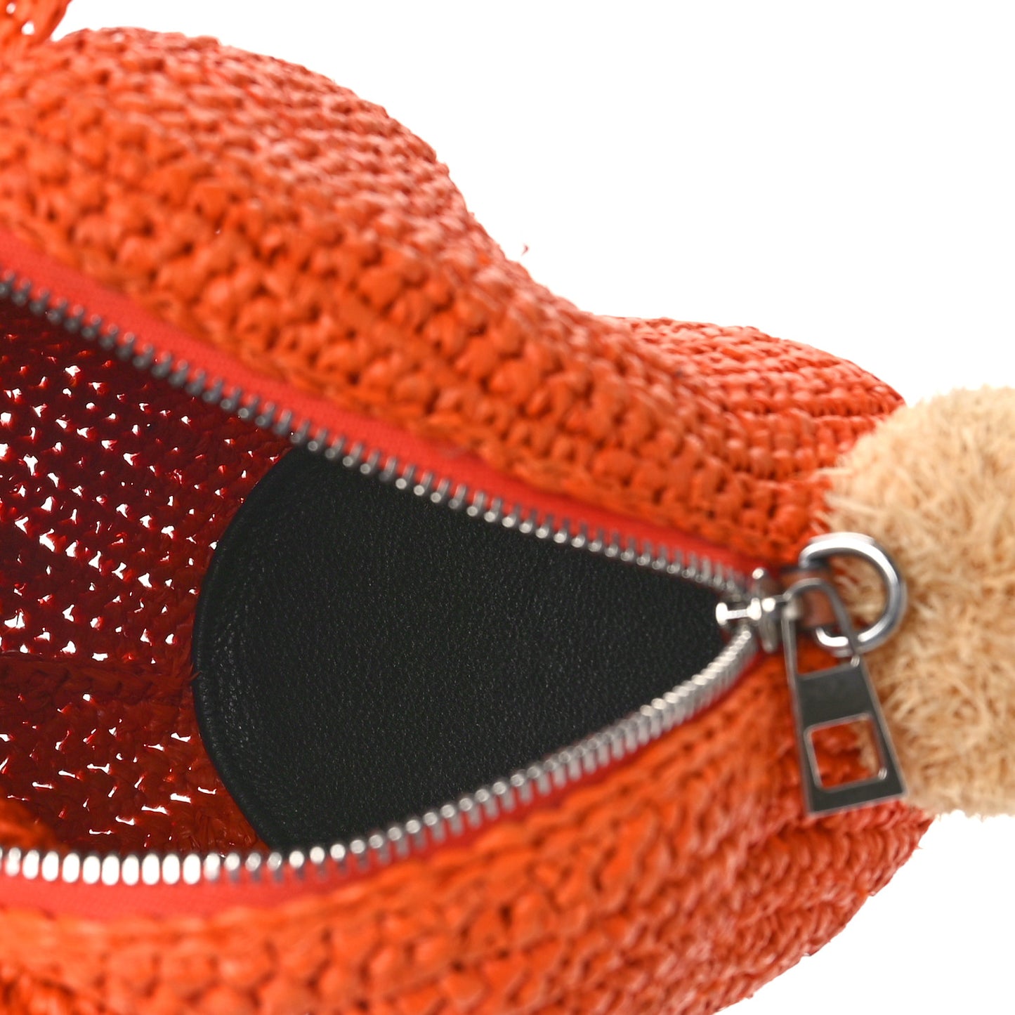 Raffia Mini Bunny Crossbody Bag Orange