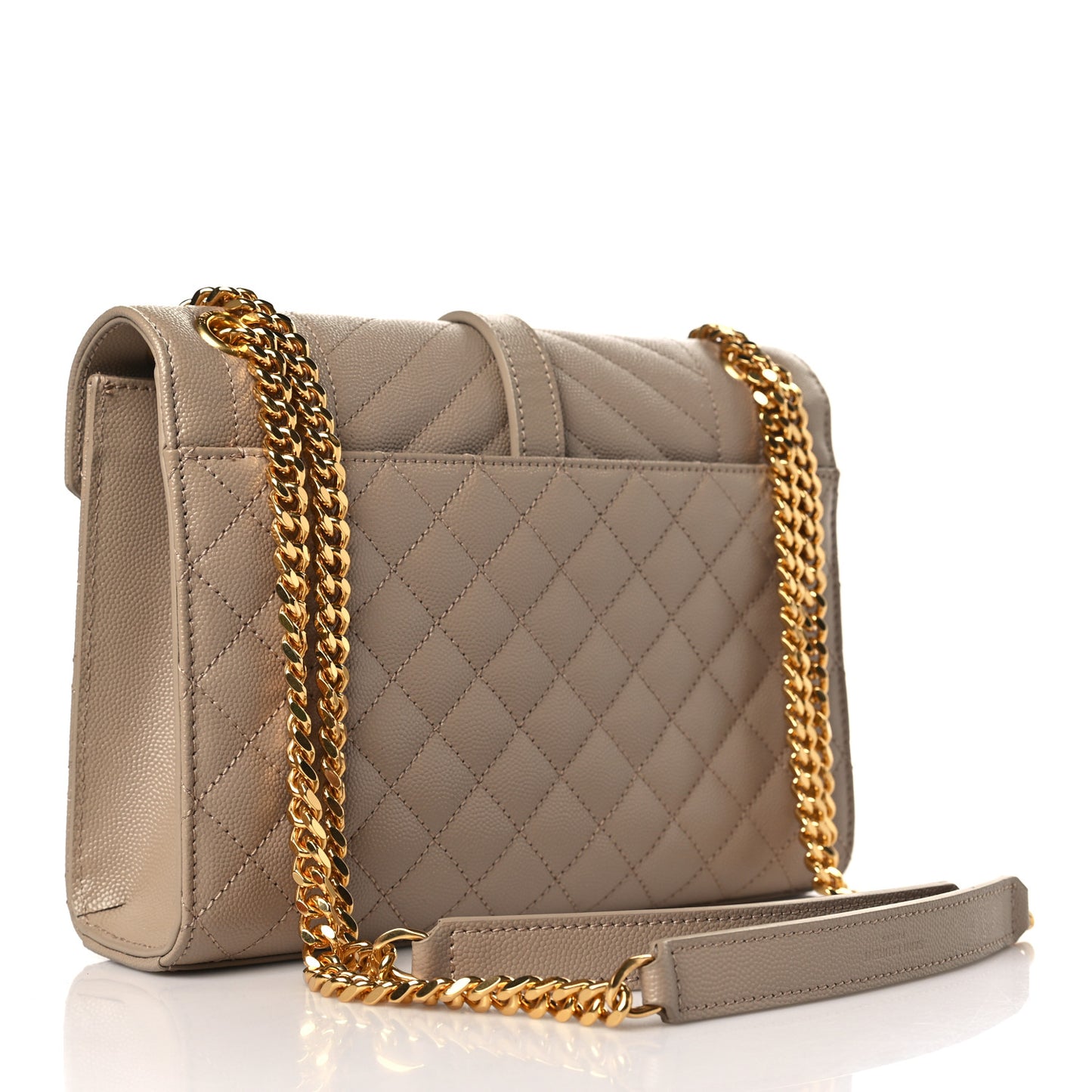 Grain De Poudre Textured Mixed Matelasse Medium Triquilt Monogram Satchel Dark Beige