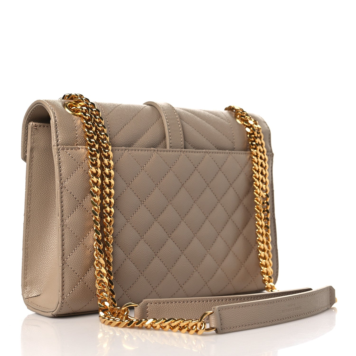 Saint Laurent Grain De Poudre Textured Mixed Matelasse Medium Triquilt Monogram Satchel Dark Beige 3 of 9