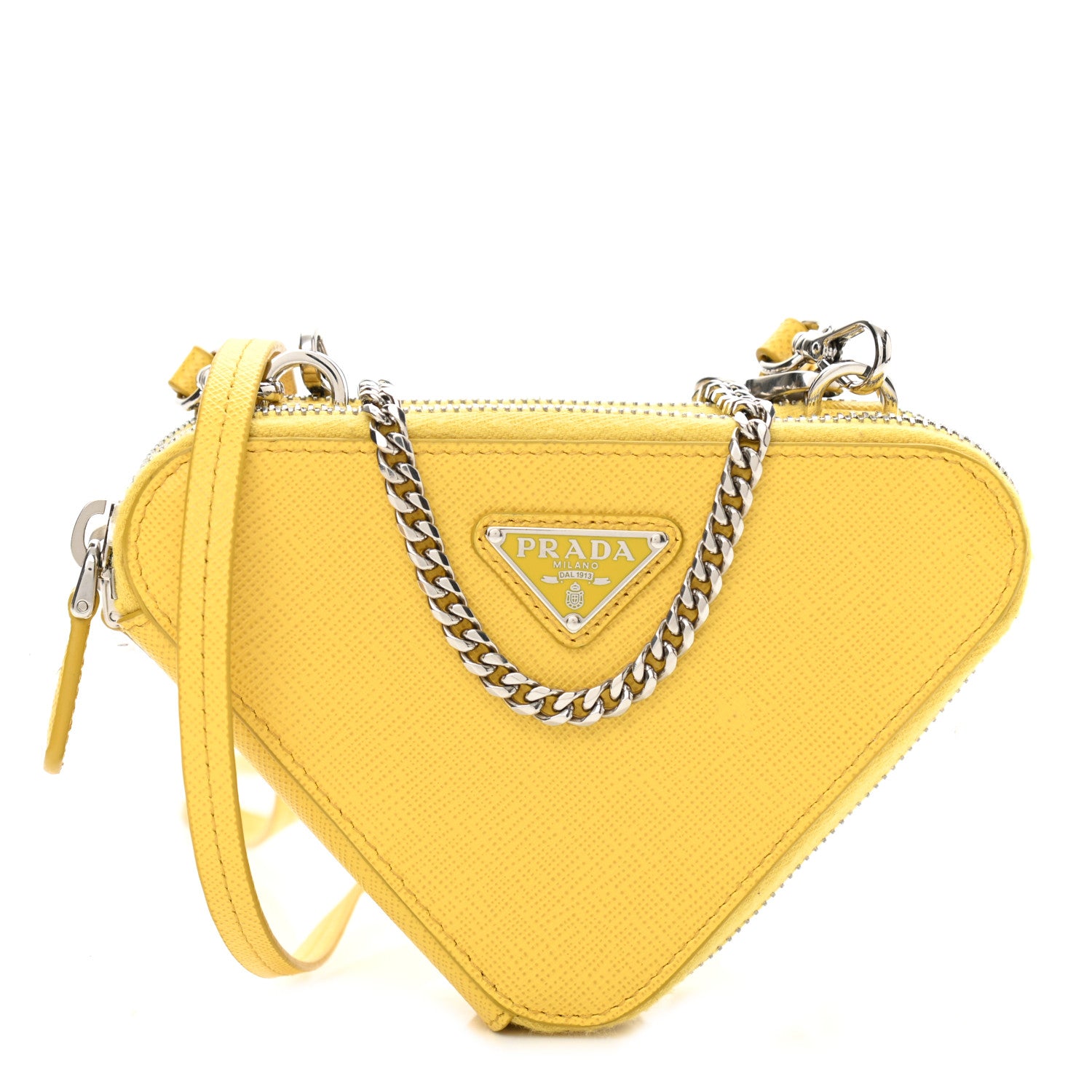 Prada Saffiano Mini Triangle Crossbody Pouch Sole 1 of 11