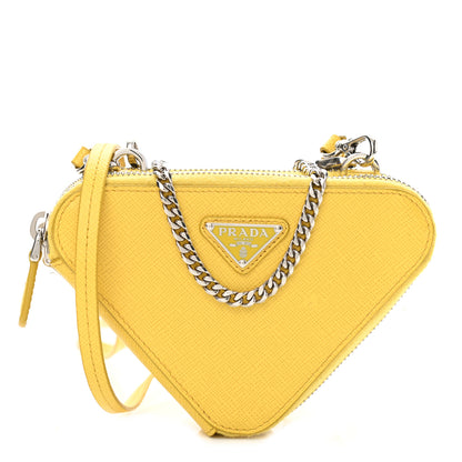 Prada Saffiano Mini Triangle Crossbody Pouch Sole 1 of 11