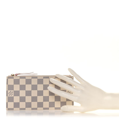 Louis Vuitton Damier Azur Felicie Chain Wallet Zippered Insert Rose Ballerine 2 of 8