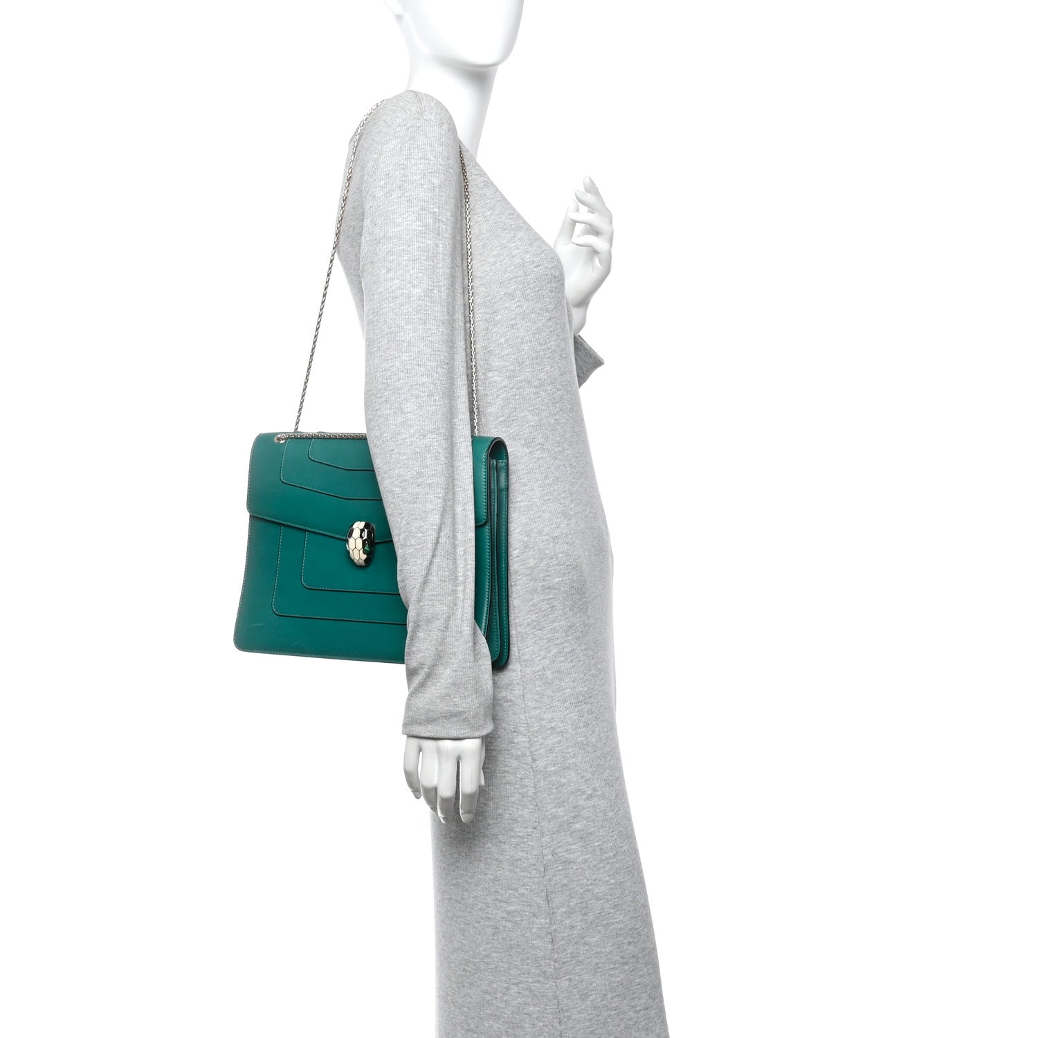 Bulgari Calfskin Serpenti Forever Medium Shoulder Bag Emerald Green 2 of 10