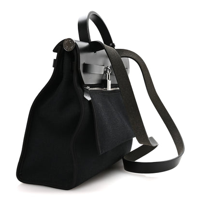 Hermes Military Toile Vache Hunter Herbag Zip PM 31 Black 4 of 11