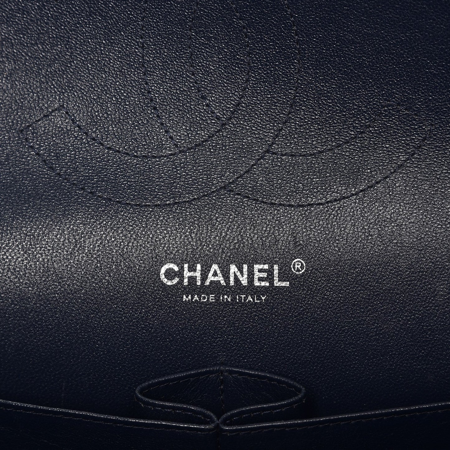 Patent Quilted Jumbo Double Flap Navy Blue