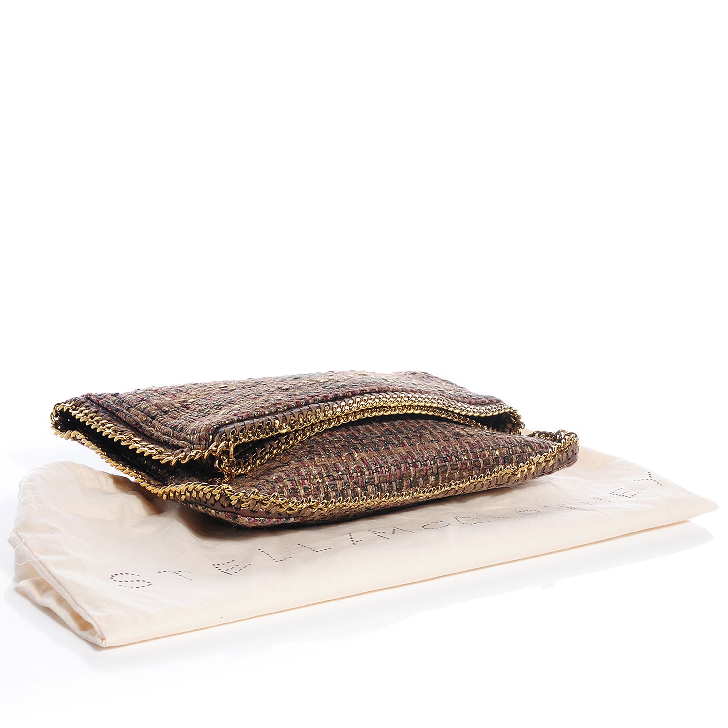 Stella McCartney Woven Boucle Fold Over Falabella Clutch Gold 4 of 6