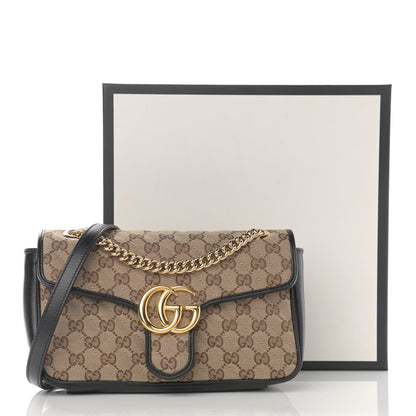 Gucci Monogram Matelasse Diagonal Small GG Marmont Shoulder Bag Beige Black 12 of 12