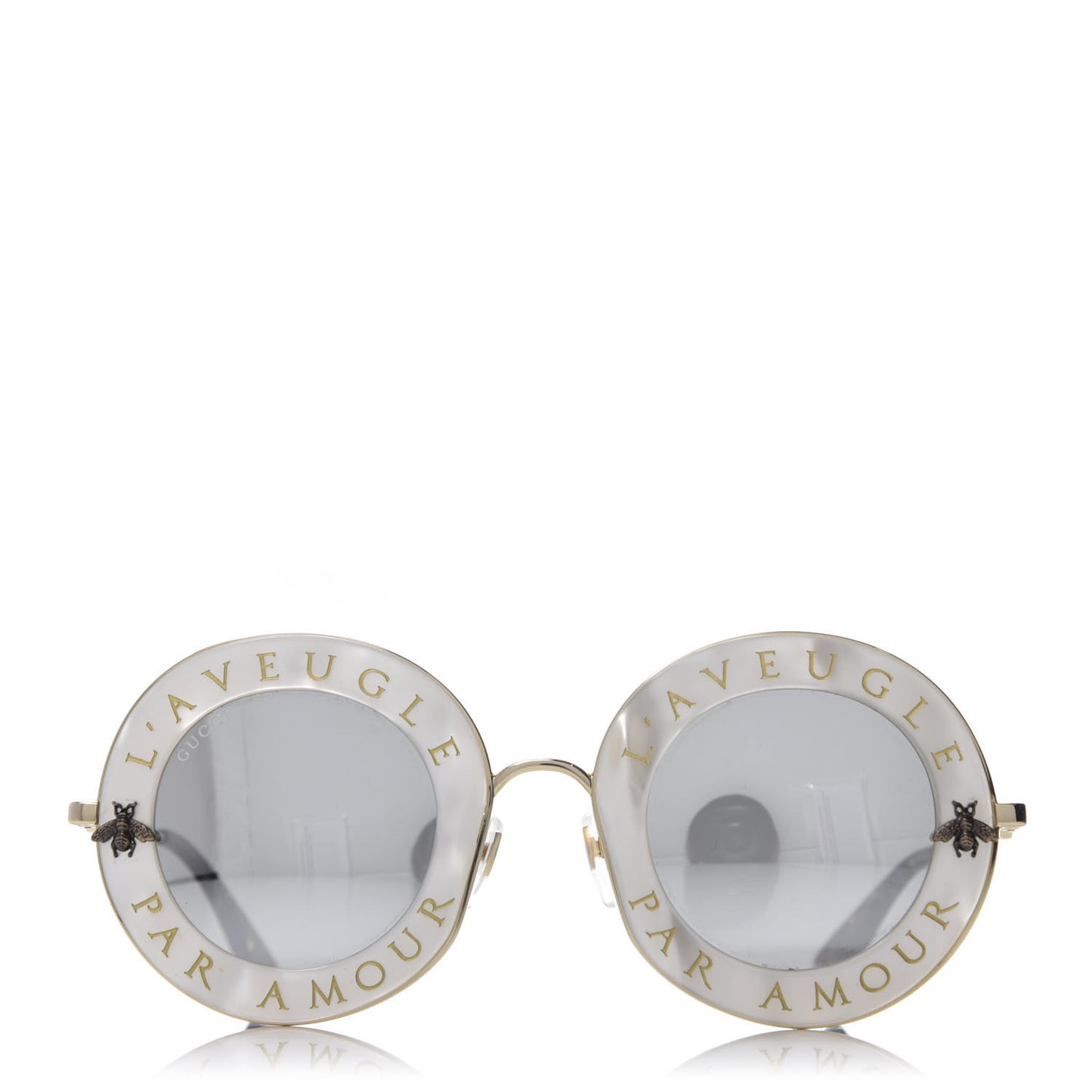 Metal L'Aveugle Par Amour Round Frame Sunglasses GG0113S White
