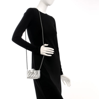 Chanel Metallic Lambskin Quilted Pearl Chain Mini Love Symbols Bag Silver 2 of 13