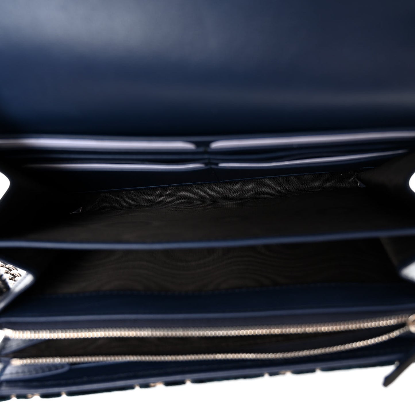 Velvet Crystal GG Monogram Mini Dionysus Chain Wallet Blue Beige Black