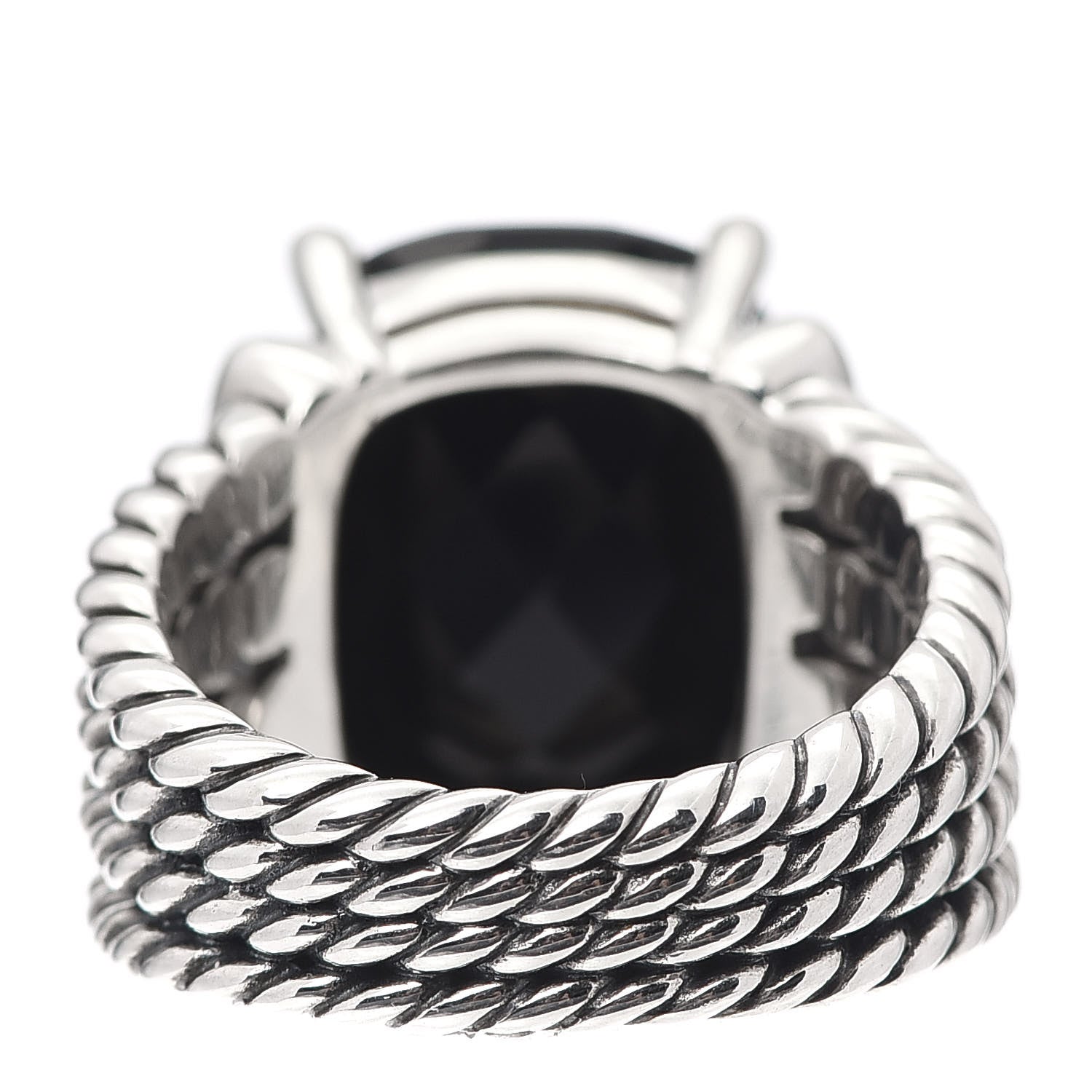 David Yurman Sterling Silver Diamond Black Onyx 16mm Wheaton Ring 54 7 4 of 5