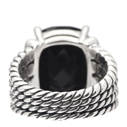 David Yurman Sterling Silver Diamond Black Onyx 16mm Wheaton Ring 54 7 4 of 5