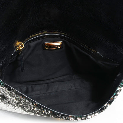 Miu Miu Oversized Sequined Clutch Black 7 of 9