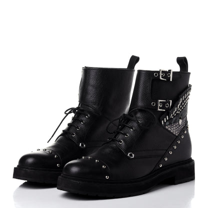 Fendi Calfskin Studded Bugs Combat Boots 36.5 Black 3 of 10