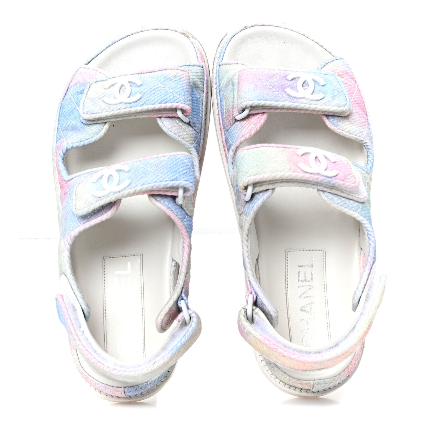 Printed Fabric Quilted Dad Sandals 36 Green Pink Blue