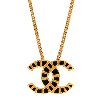 Chanel Resin Along The Nile CC Pendant Necklace Gold Black 1 of 4