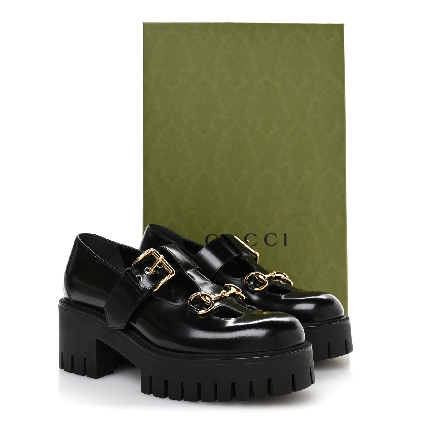 Cordovan Lux Womens Horsebit Platform Mary Jane Loafers 38.5 Black