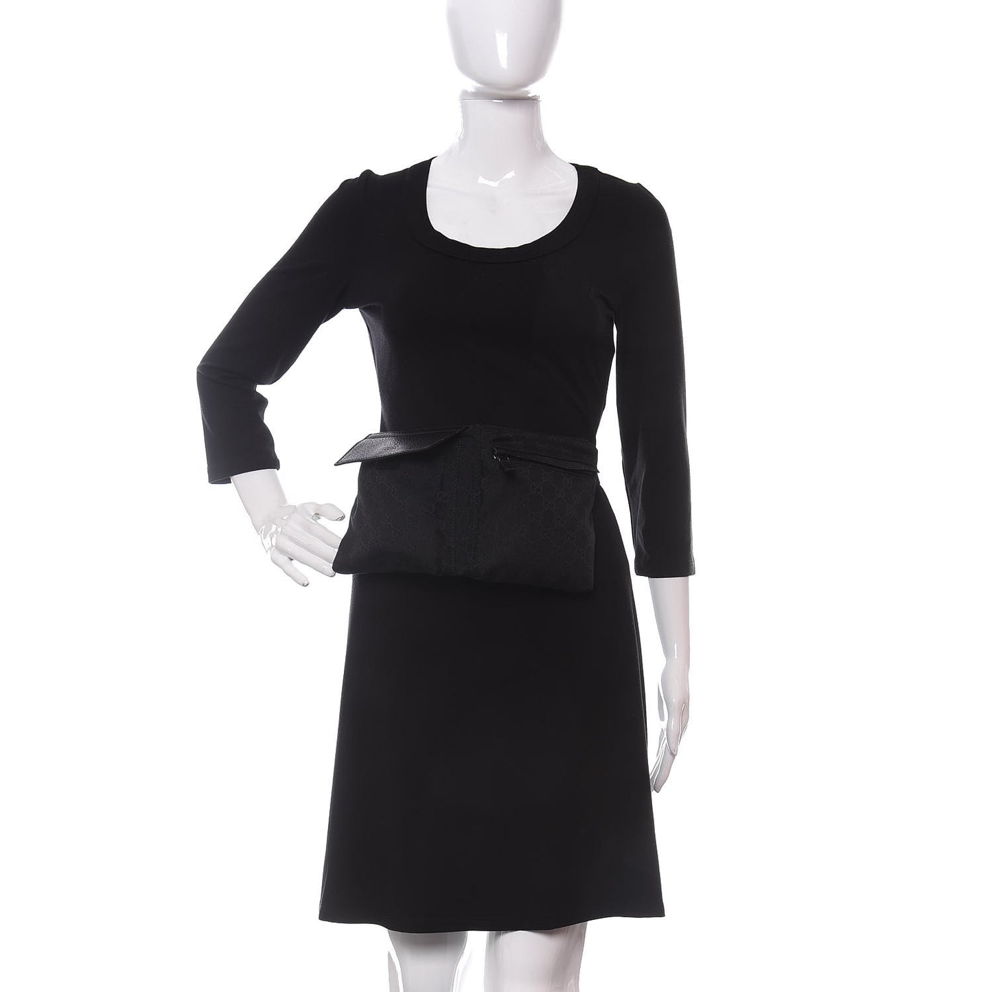 GG Monogram Double Pocket Belt Bag Black