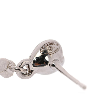 Chanel Crystal CC Heart Drop Earrings Silver 4 of 5