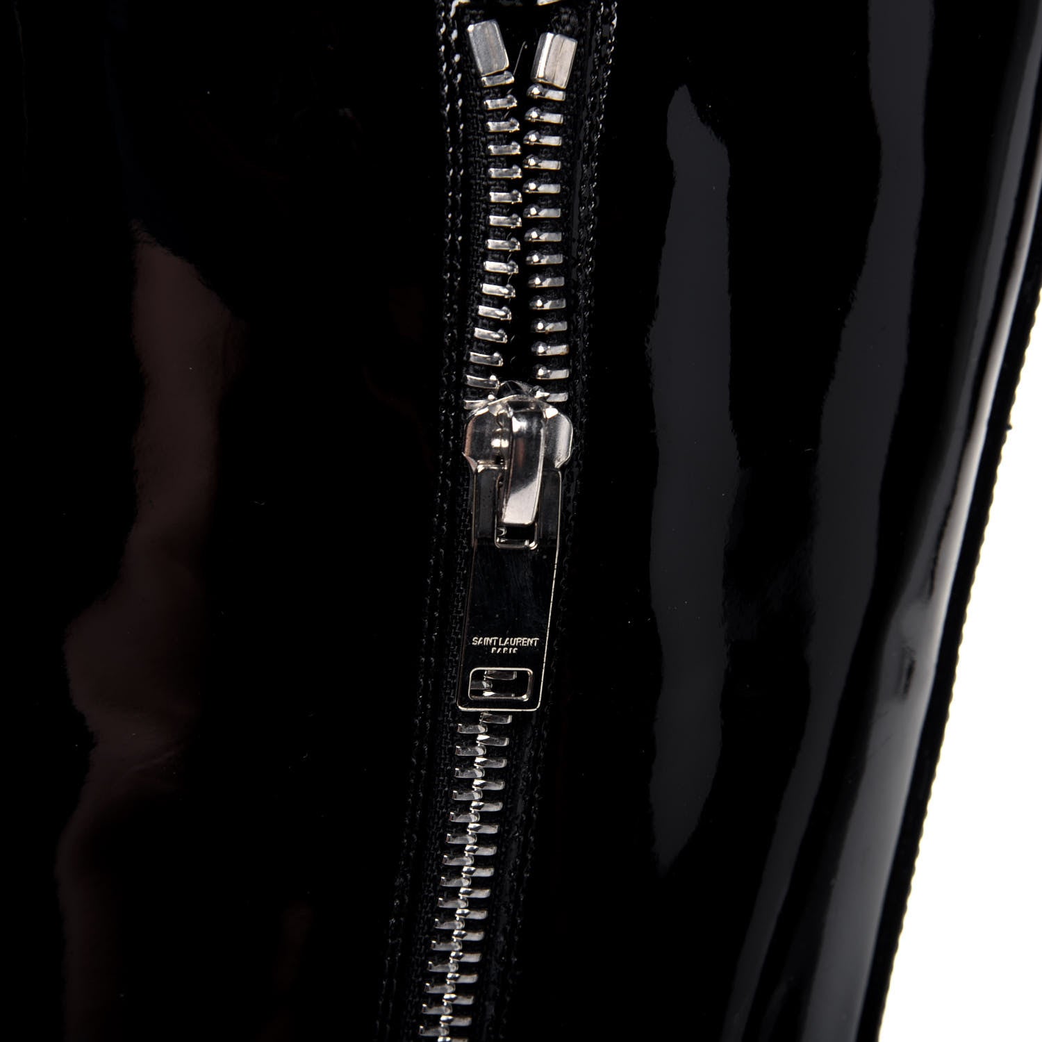 Saint Laurent Patent Knee High Boots 34.5 Black 10 of 11