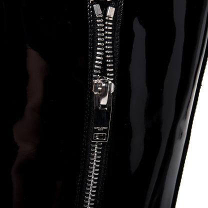 Saint Laurent Patent Knee High Boots 34.5 Black 10 of 11