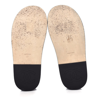 Chanel Calfskin Chain Platform Sandals 37 Black 6 of 11