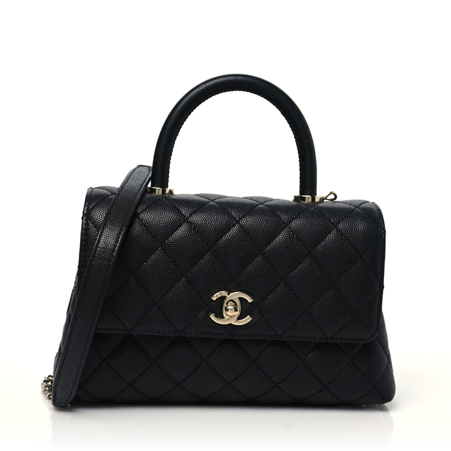 Caviar Quilted Mini Coco Handle Flap Black