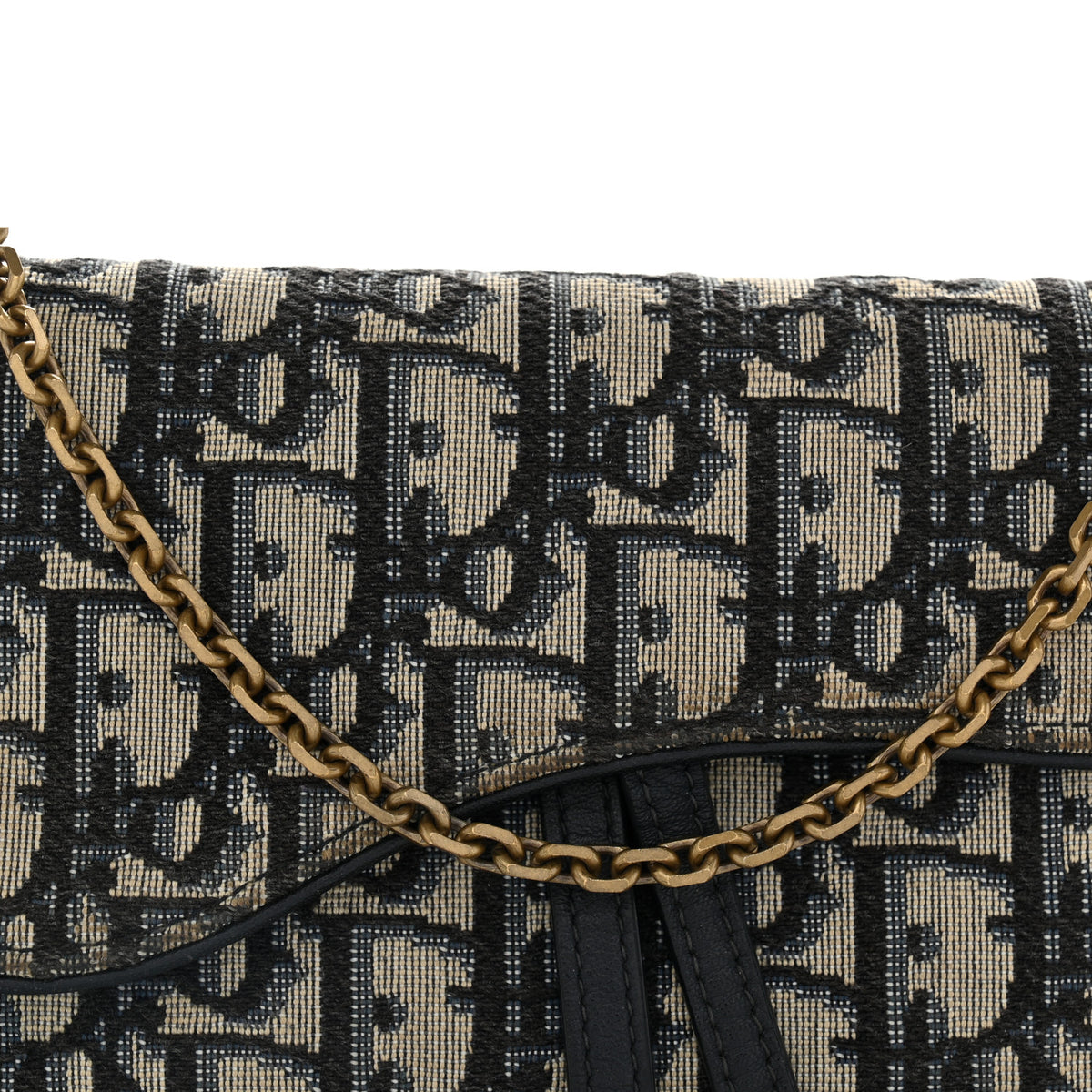 Christian Dior Oblique Small Saddle Chain Pouch Blue 9 of 13