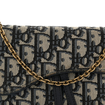 Christian Dior Oblique Small Saddle Chain Pouch Blue 9 of 13