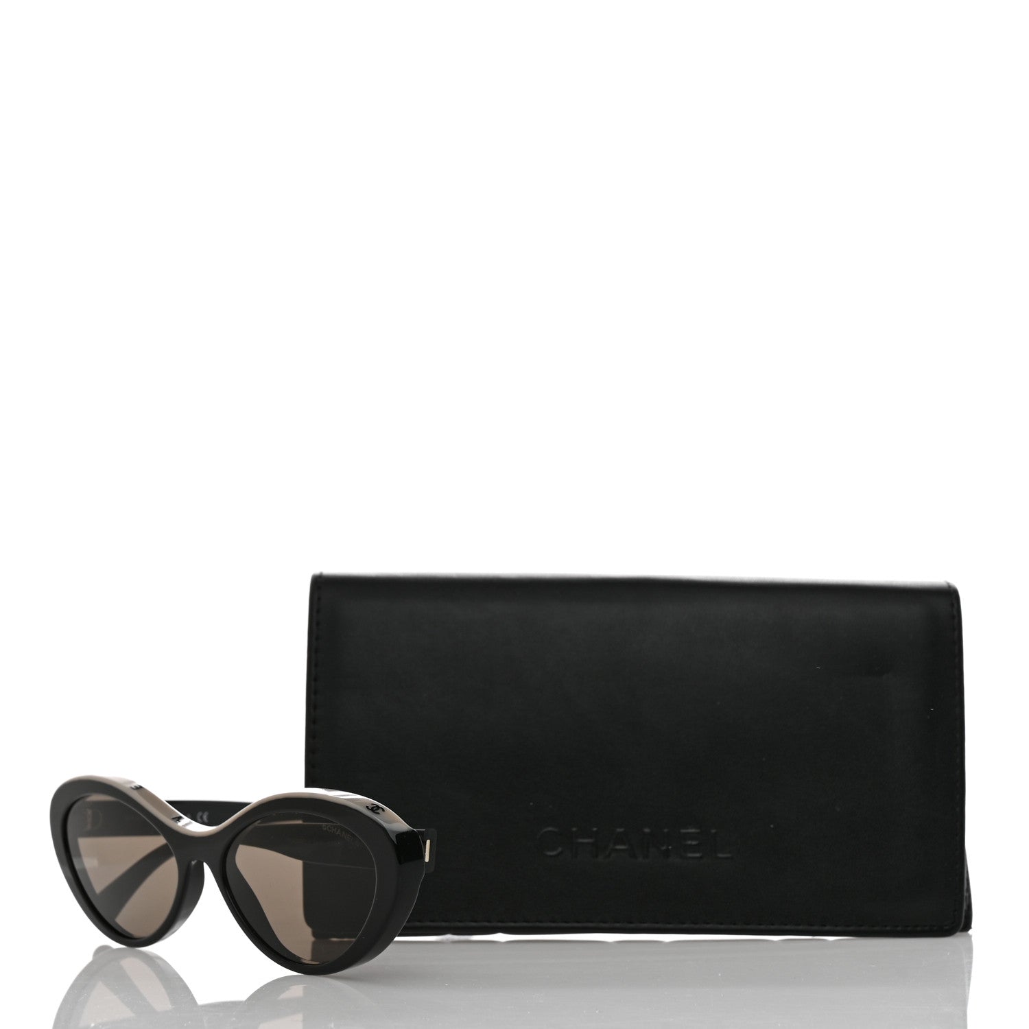 Chanel Acetate Oval Sunglasses 5416 Black Beige 7 of 7