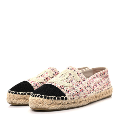 Chanel Tweed CC Espadrilles 38 Pink Black 3 of 9