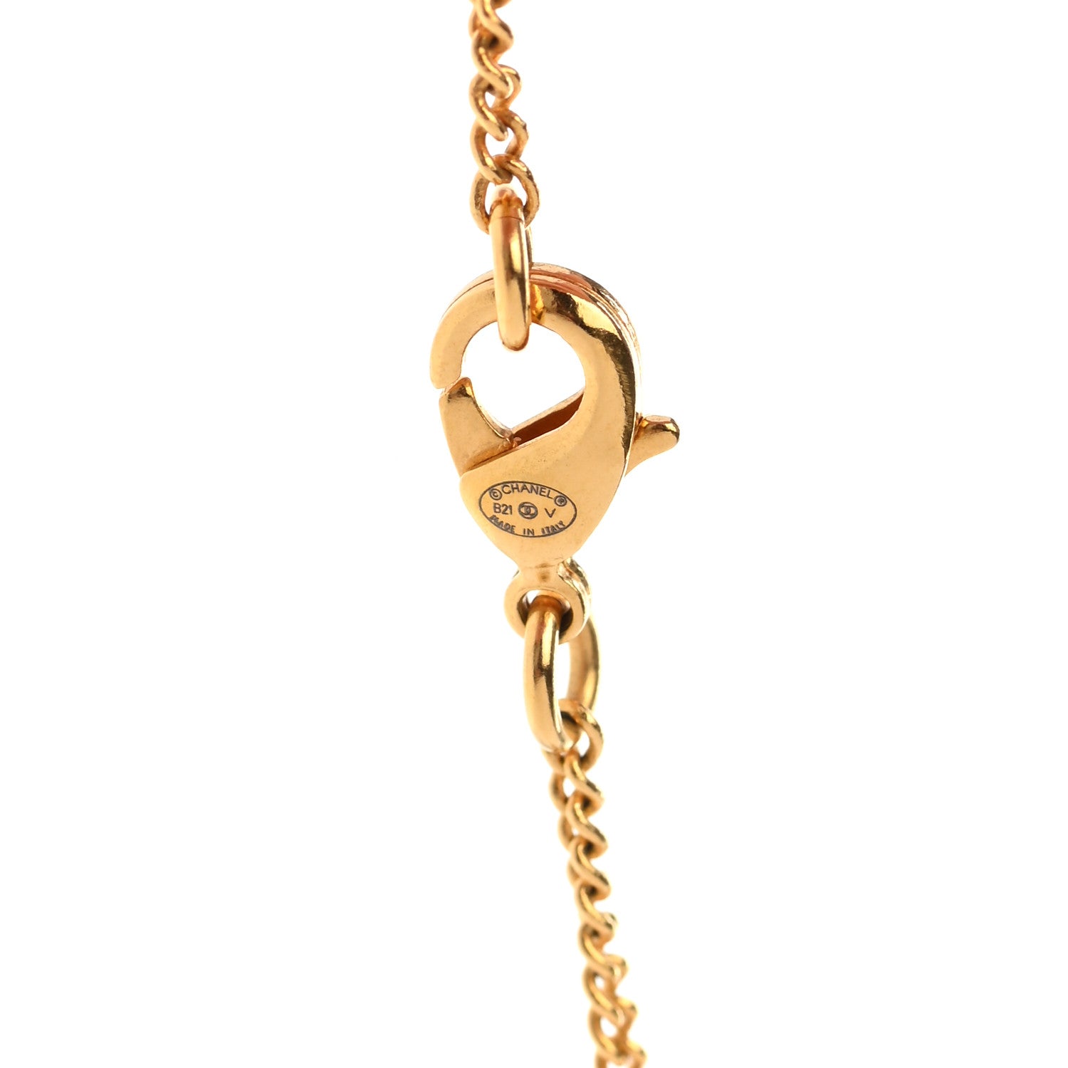 Chanel Metal CC Paris Button Necklace Gold 5 of 7