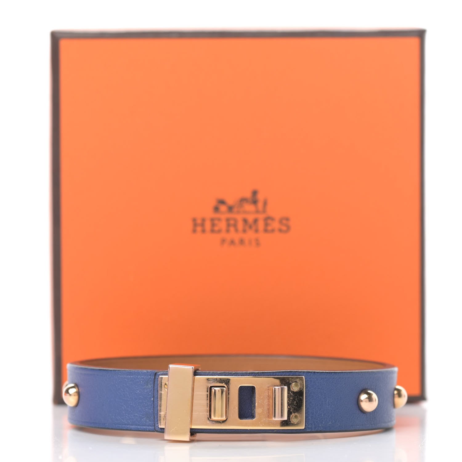 Hermes Swift Mini Dog Clous Ronds Bracelet T3 Bleu Brighton 7 of 7